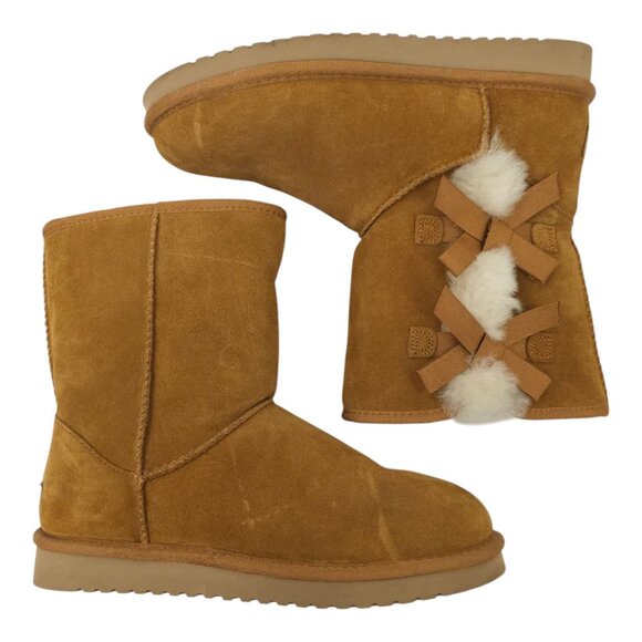 Koolaburra UGG Victoria Short Boots Womens Size 9 Suede Leather Chestnut 1015874 - Picture 6 of 16